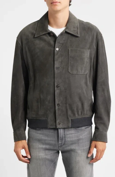 Frame Suede Bomber Jacket In Gray