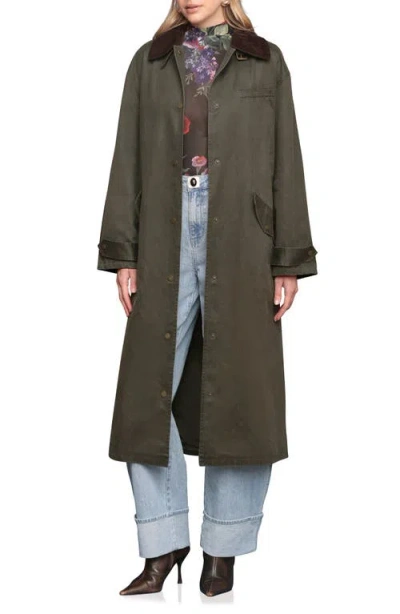 Avec Les Filles Contrast Collar Barn Coat In Green