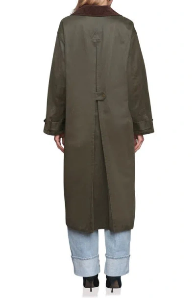 Avec Les Filles Contrast Collar Barn Coat In Green