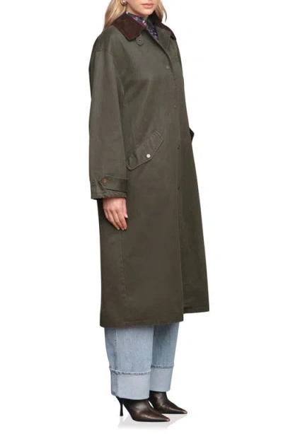 Avec Les Filles Contrast Collar Barn Coat In Green