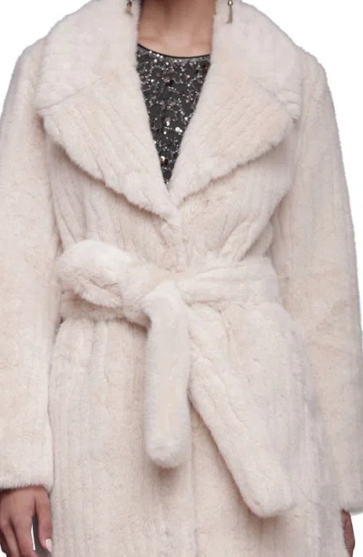 Avec Les Filles Faux Fur Belted Coat In White