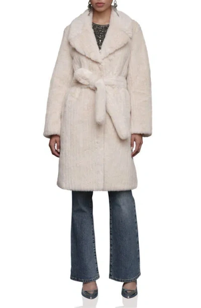 Avec Les Filles Faux Fur Belted Coat In White