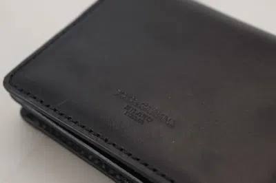 Pre-owned Dolce & Gabbana Black Leather Bifold Shoulder Sling Women Women's Wallet ()