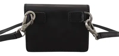 Pre-owned Dolce & Gabbana Black Leather Bifold Shoulder Sling Women Women's Wallet ()