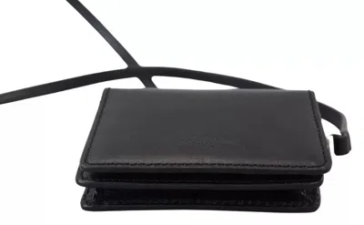 Pre-owned Dolce & Gabbana Black Leather Bifold Shoulder Sling Women Women's Wallet ()