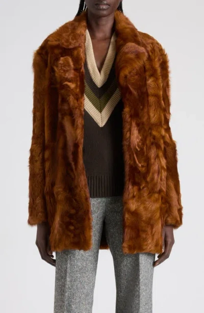 Valentino Genuine Curly Shearling Coat In Multi