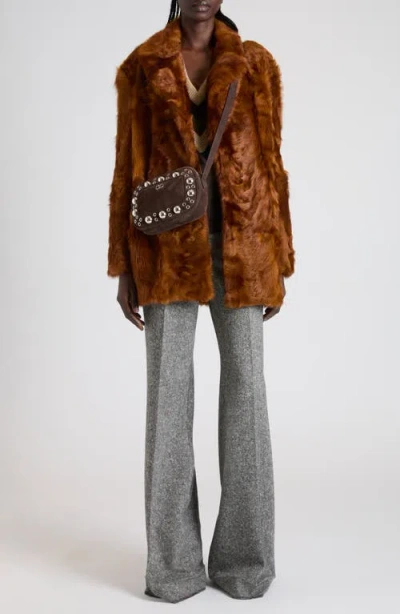 Valentino Genuine Curly Shearling Coat In Multi