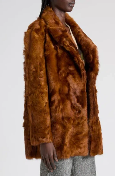 Valentino Genuine Curly Shearling Coat In Multi