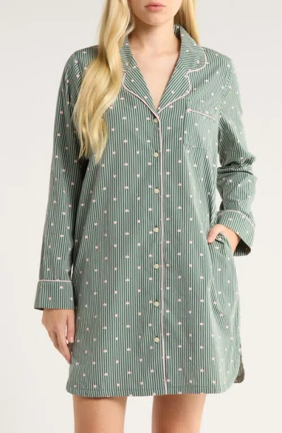 Nordstrom Classic Piped Cotton Nightshirt In Multi