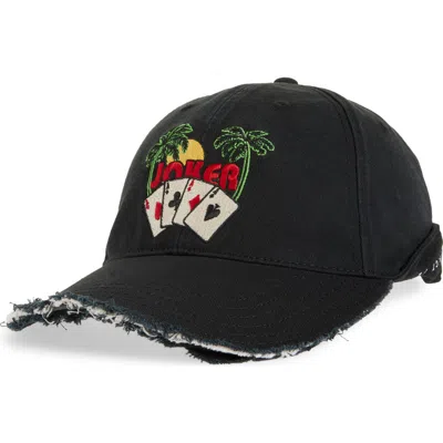 Martine Rose Roll Back Distressed Embroidered Adjustable Baseball Cap In Black