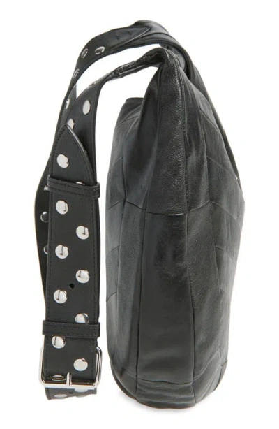 Valentino Garavani Medium Hoboho Bag In Chevron-pattern Nappa In Black