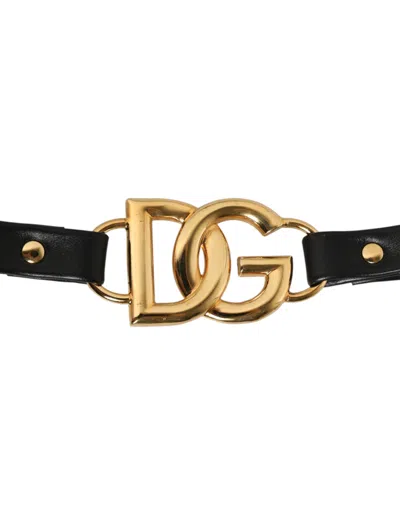 Pre-owned Dolce & Gabbana Black Leather Gold Chain Bag Accessory Shoulder Women's Strap ()