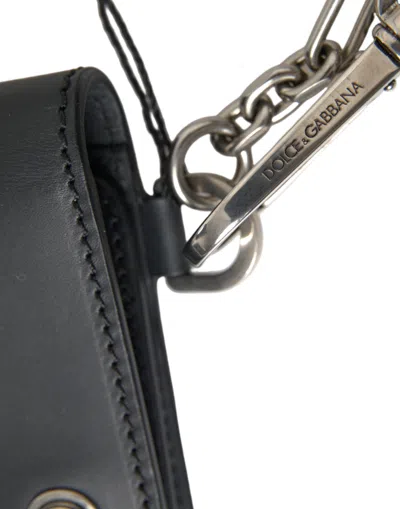 Pre-owned Dolce & Gabbana Black Leather Logo Embossed Mini Bifold Wallet Borse Men's Bag ()