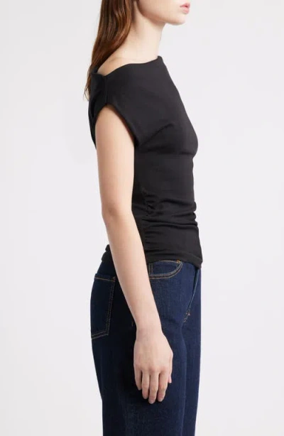 Mango Drape One-shoulder Top In Black