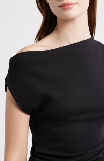 Mango Drape One-shoulder Top In Black