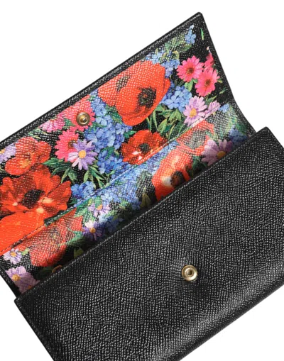 Pre-owned Dolce & Gabbana Black Leather Logo Plaque Trifold Card Holder Women's Wallet ()