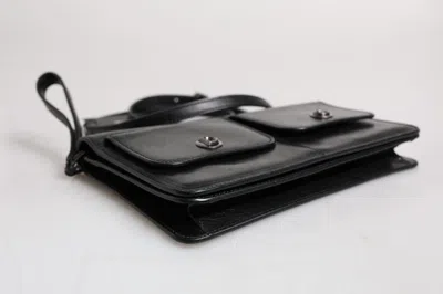 Pre-owned Dolce & Gabbana Black Leather Logo Purse Shoulder Crossbody Men's Bag ()