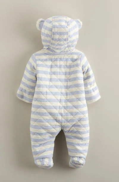 Nordstrom Ear Appliqué Quilted Faux Fur Lined Hooded Bunting In Blue