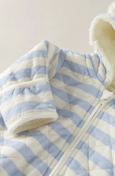 Nordstrom Ear Appliqué Quilted Faux Fur Lined Hooded Bunting In Blue