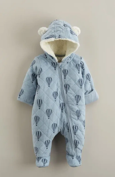 Nordstrom Ear Appliqué Quilted Faux Fur Lined Hooded Bunting In Blue