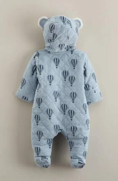 Nordstrom Ear Appliqué Quilted Faux Fur Lined Hooded Bunting In Blue