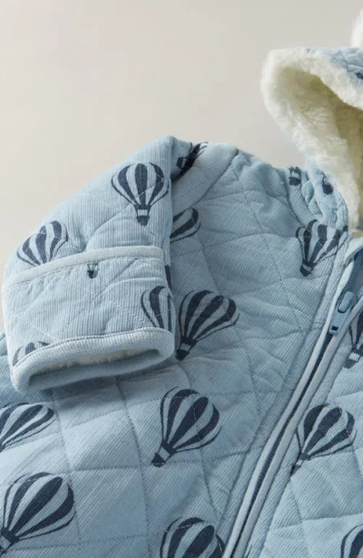 Nordstrom Ear Appliqué Quilted Faux Fur Lined Hooded Bunting In Blue