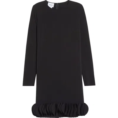 Akris Punto Long Sleeve Shift Dress With 3d Hem In Black