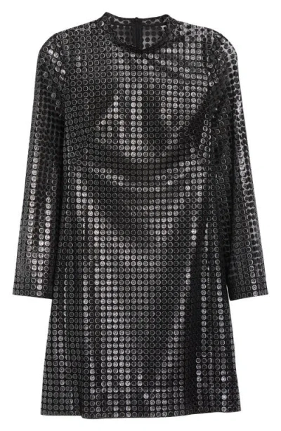 Akris Punto Dot Semisheer Long Sleeve Dress In Black