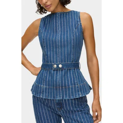 Aligne Trish Dimante Belted Denim Peplum In Multi