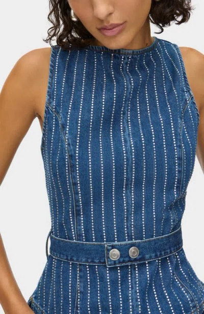 Aligne Trish Dimante Belted Denim Peplum In Multi