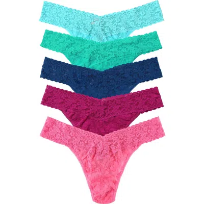 Hanky Panky Holiday Cracker Assorted 5-pack Low Rise Thongs In Multi