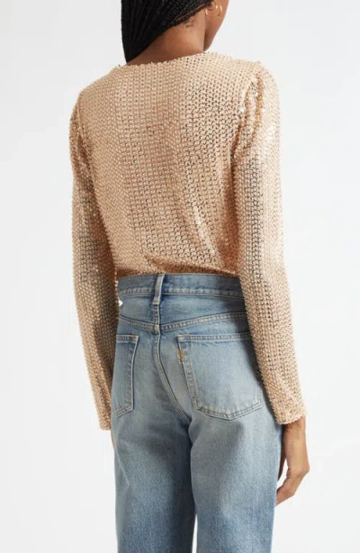 Ramy Brook Leon Sequin Cowl Neck Top In Animal Print