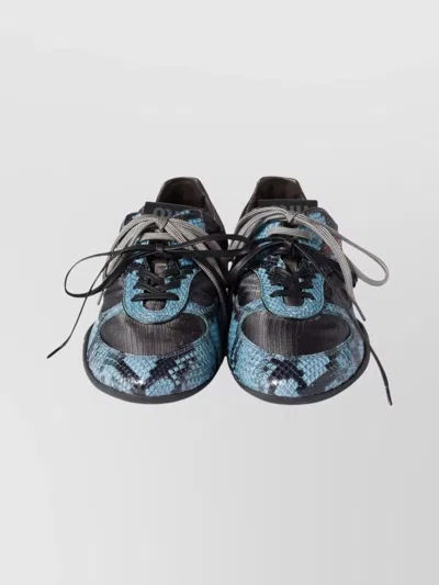 Miu Miu Gymnasium Technical Fabric And Python-print Ayers Leather Sneakers In Multi
