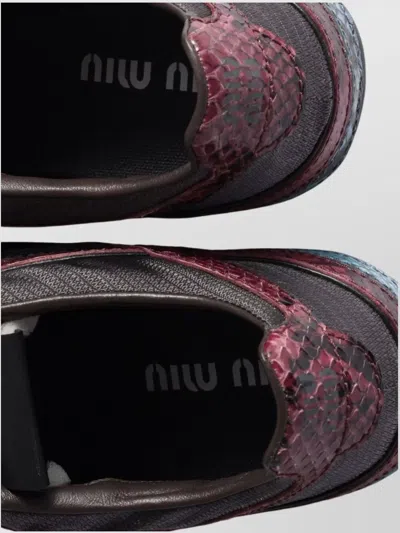Miu Miu Gymnasium Technical Fabric And Python-print Ayers Leather Sneakers In Multi