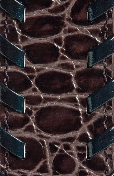 Dries Van Noten Whipstitch Croc Embossed Leather Belt In Brown