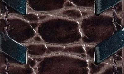 Dries Van Noten Whipstitch Croc Embossed Leather Belt In Brown