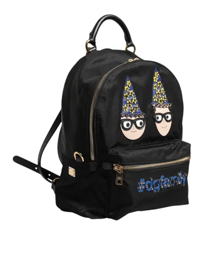 Pre-owned Dolce & Gabbana Black Nylon #dgfamily Vulcano Embellished Backpack Women's Bag ()