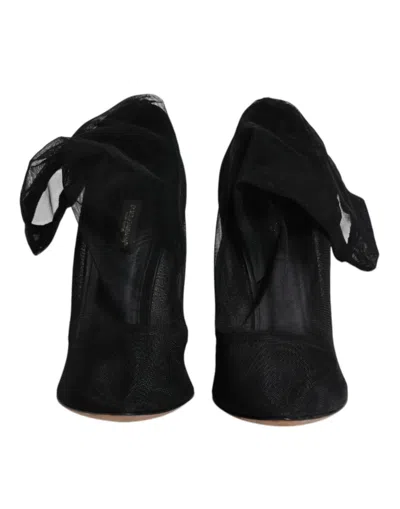 Pre-owned Dolce & Gabbana Black Nylon Mesh Sock Style Boots Women's Shoes ()
