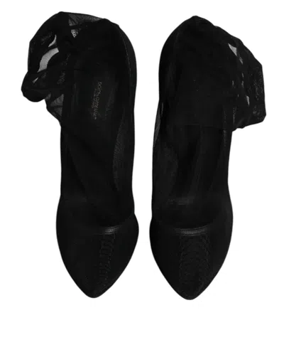 Pre-owned Dolce & Gabbana Black Nylon Mesh Sock Style Boots Women's Shoes ()