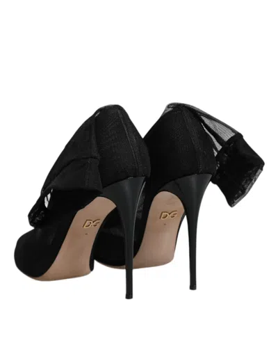 Pre-owned Dolce & Gabbana Black Nylon Mesh Sock Style Boots Women's Shoes ()