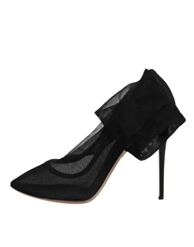 Pre-owned Dolce & Gabbana Black Nylon Mesh Sock Style Boots Women's Shoes ()