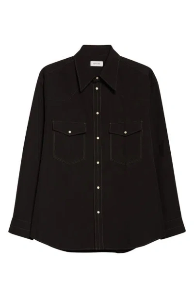 Lemaire Cotton Twill Western Snap-up Shirt In Black