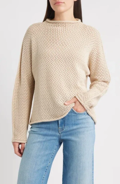 Frank & Eileen Monterey Open Stitch Cotton Sweater In Neutral