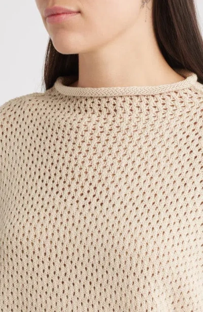 Frank & Eileen Monterey Open Stitch Cotton Sweater In Neutral