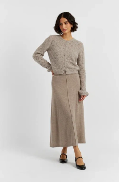 Chinti & Parker Warm-oatmeal Wool Fluffy Diamond Cardigan In Brown
