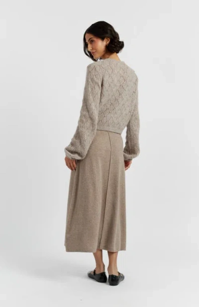 Chinti & Parker Warm-oatmeal Wool Fluffy Diamond Cardigan In Brown