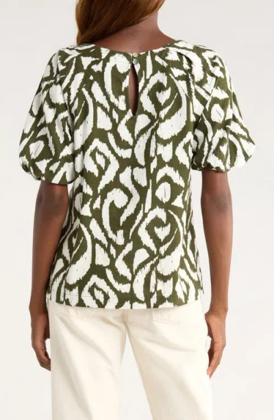 Tommy Bahama Inlet Ikat Print Linen Blend Top In Green