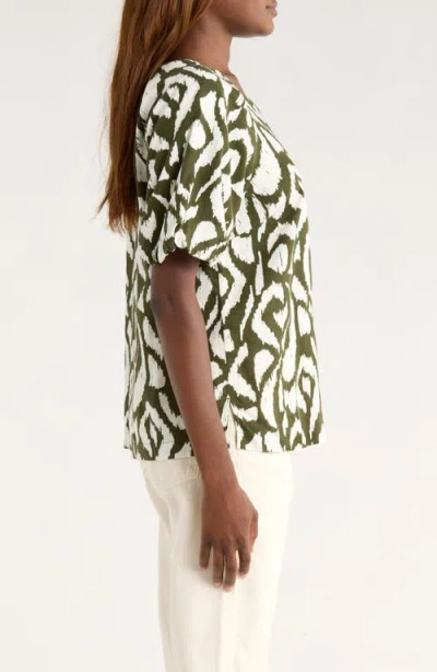 Tommy Bahama Inlet Ikat Print Linen Blend Top In Green