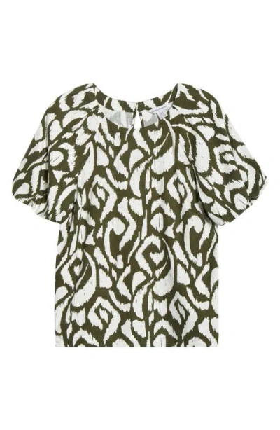 Tommy Bahama Inlet Ikat Print Linen Blend Top In Green