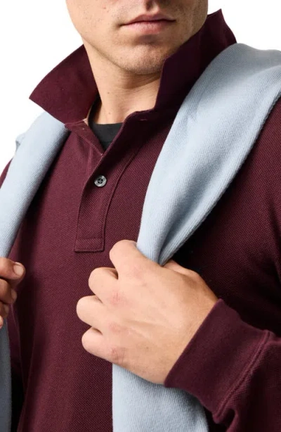 Rodd & Gunn Long Sleeve Sports Fit Gunn Polo In Burgundy
